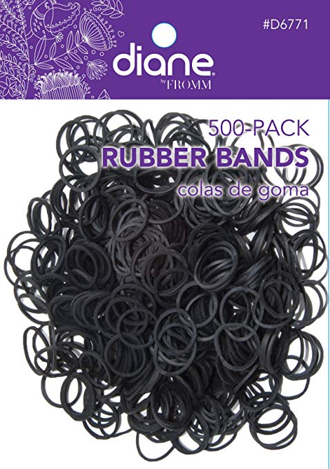 Diane Rubber Bands Black 500-Pack, 500-CT RUBBER BANDS BLACK, Soft elastic bands will not break hair