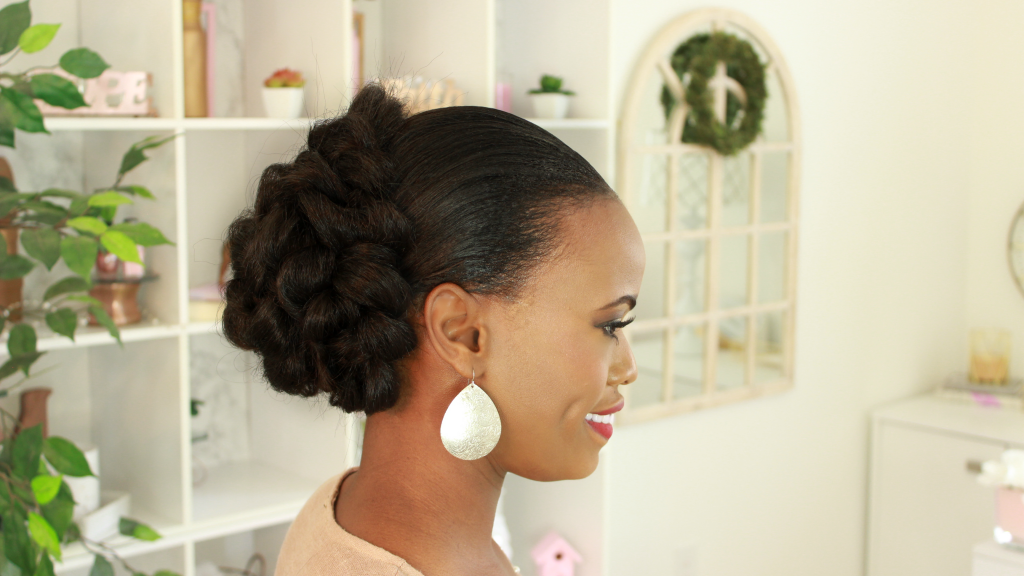 Braided natural hair bun