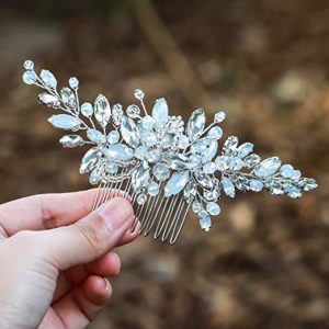 Mariell Handmade Brushed Gold and Ivory Pearl Wedding Comb - Crystal Jeweled Bridal Hair Accessory