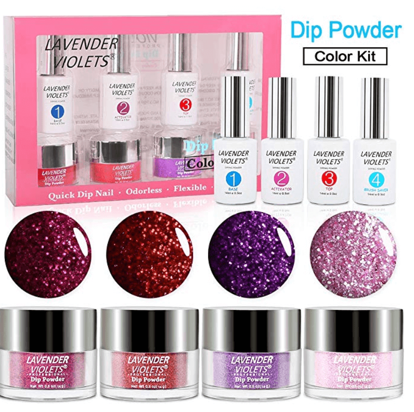 Dip Powder Manicure Using Purple Acrylic Powder
