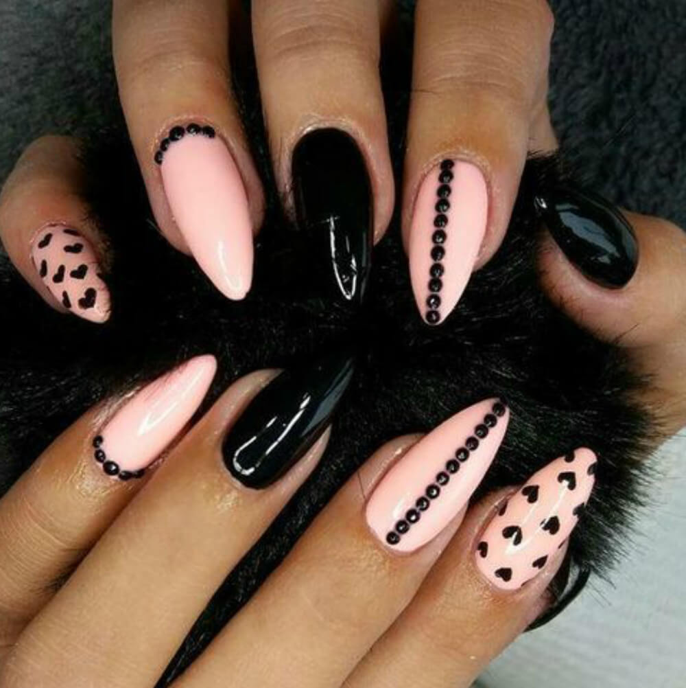 pink and back nails