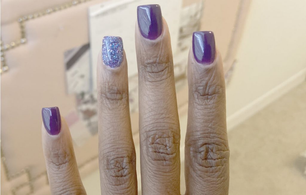 Blue and Purple Dip Powder Nail Design - wide 7