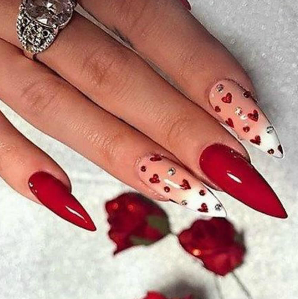 valentine gel nails