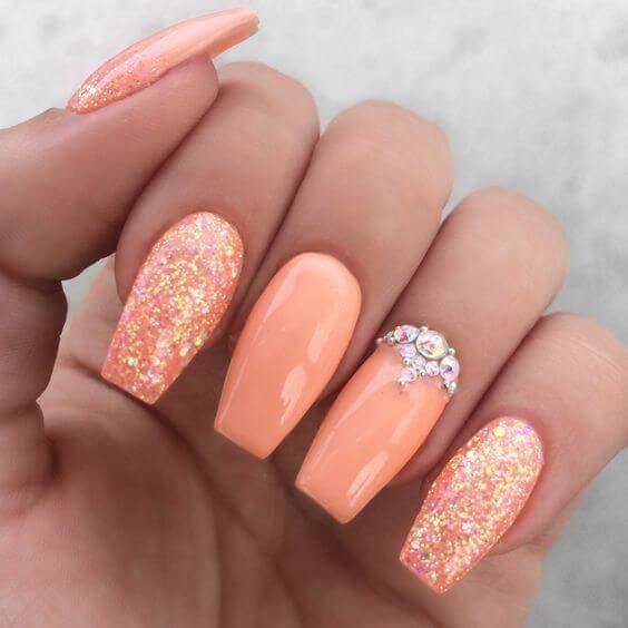 beautiful peach nail art