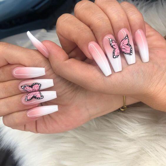 pink and white nails