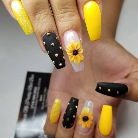 yellow and black nails