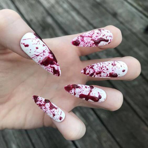 red and wine halloween nails