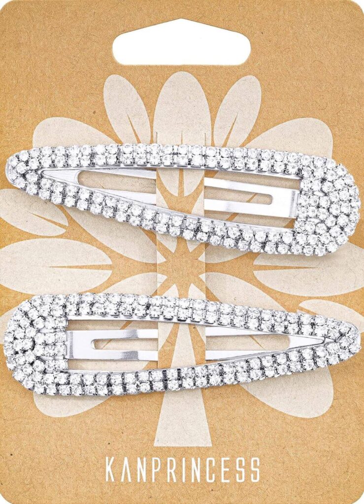 silver diamond hair barrettes for adults